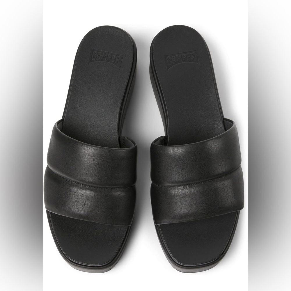 Camper Black Platform Slide Sandals